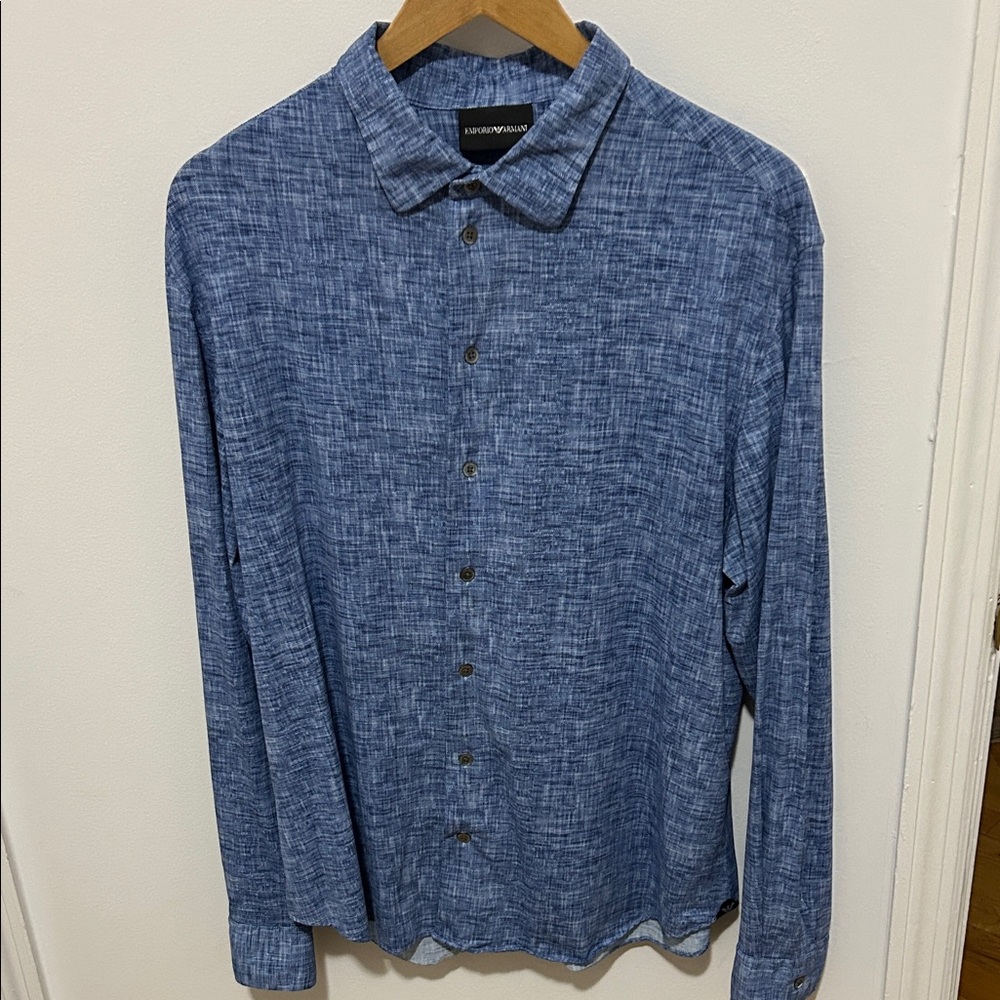 Emporio Armani Blue Casual Button Down Shirt